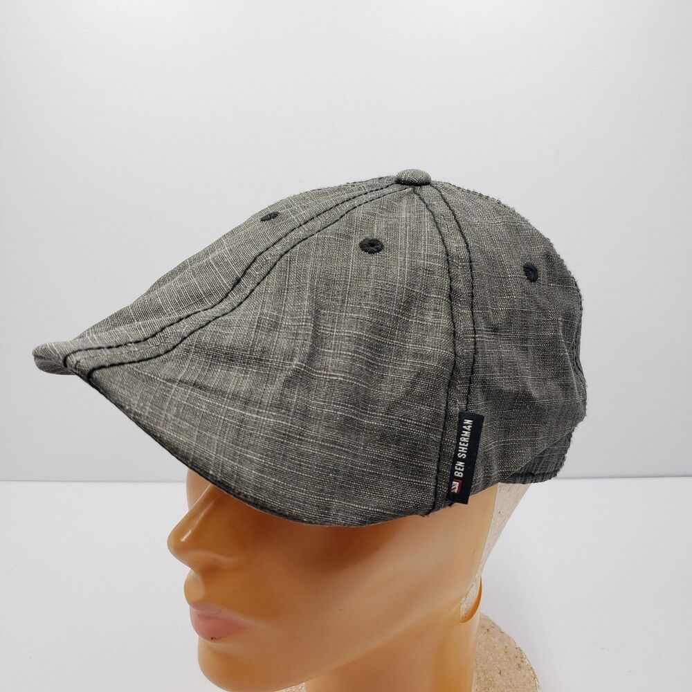 Ben Sherman Gray Linen Blend Flat Cap Newsboy Ivy Hat Adjustable Strapback OSFA